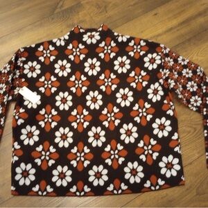 Anthropologie Brown and White Floral Sweater